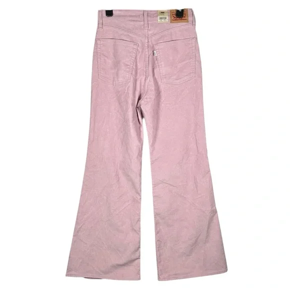 Levi's Ribcage Pink Bellbottom Flare Boot Wide Leg Corduroy Pants 29x32 NWT $80 - Picture 3 of 8